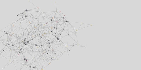 Abstract 3D rendering of a network graph.  Ideal for tech, AI, or data concepts.
