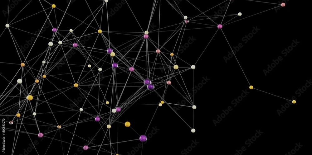 Poster 3d rendering of a complex network. ideal for technology, connection, and communication concepts.