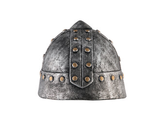 Medieval knight helmet isolated on white background with clipping path