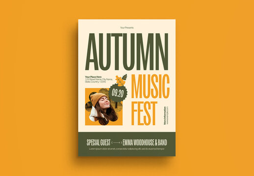 Yellow Green Bold Minimalism Autumn Music Fest Flyer Layout