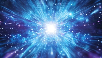 Blue Energy Waves Radiating from Center in Abstract Space Illustration