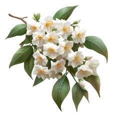 Obraz premium Cluster of delicate white blossoms on branch