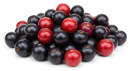 Fototapeta premium Heap of Ripe Jostaberries on Clean White PNG