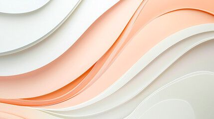 Fototapeta premium Abstract design featuring flowing waves in soft peach and white tones for modern graphic projects.