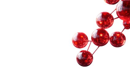 Red spheres connected by lines, abstract molecular structure