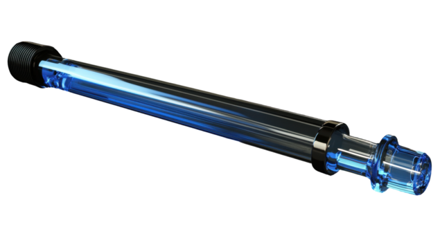 Long, dark tube with glowing blue interior