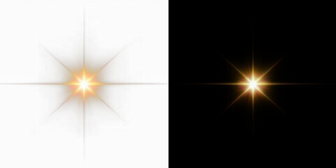 Obraz premium Star sparkle beam and glitter glow on transparent background with PNG light and crystal reflection flare, rainbow shine and neon spectrum complete the elegant star visual style PNG star.