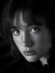 Captivating female portrait with a pensive gaze