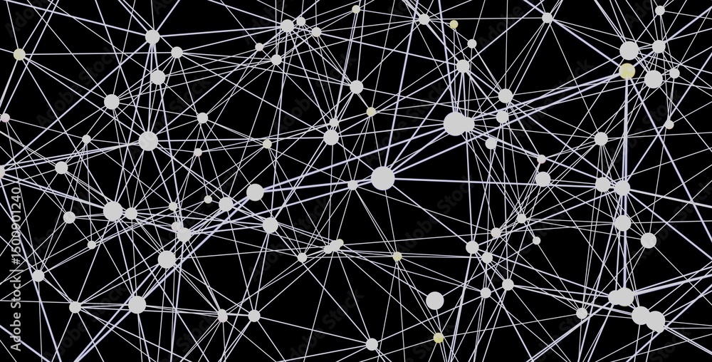 Fototapete Abstract background image depicting a complex network of interconnected nodes and lines. Perfect for technology, data science, and networking concepts.