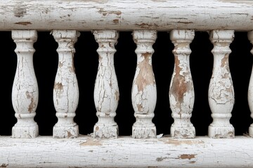 Fototapeta premium Cracked, aged white balustrade