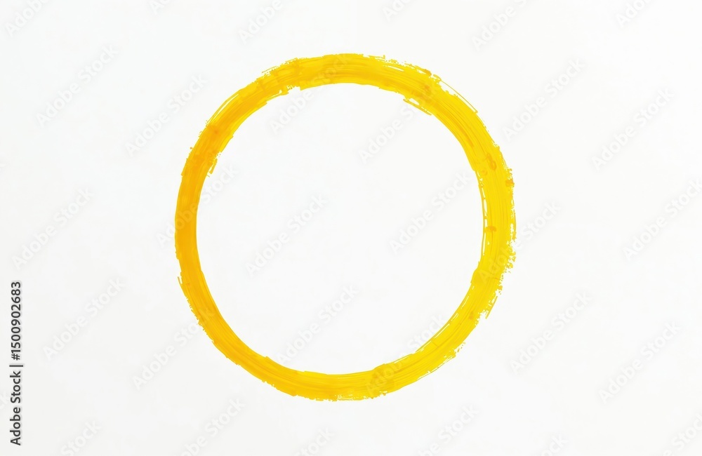 Poster hand drawn yellow circle isolated on white background. artistic design element, scribbled with crayo