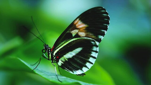  Radiant Emerald Butterfly Resting Quietly on a Lush Leaf