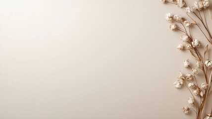 Dried Floral Stems on Neutral Beige Background with Copy Space background dried flowers floral stems