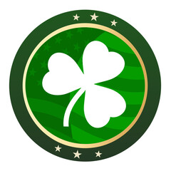 green badge with american flag and shamrock – saint patrick’s day vector illustration