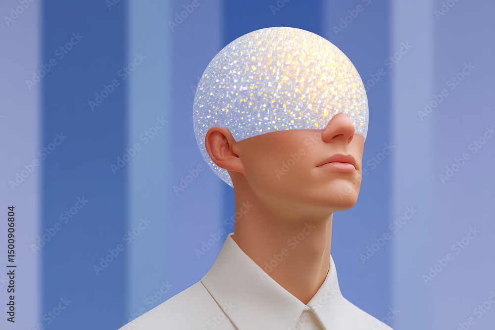 Poster mesmerizing figure with a sparkling headpiece in a modern setting