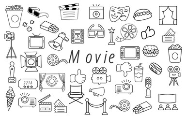 Movie doodle hand drawn clipart design