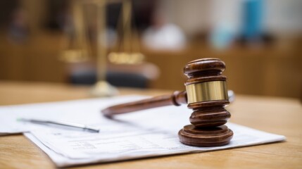 Gavel resting on medical documents symbolizing health-related legal dispute, healthcare law and justice system concept, medical malpractice or insurance claim case.	