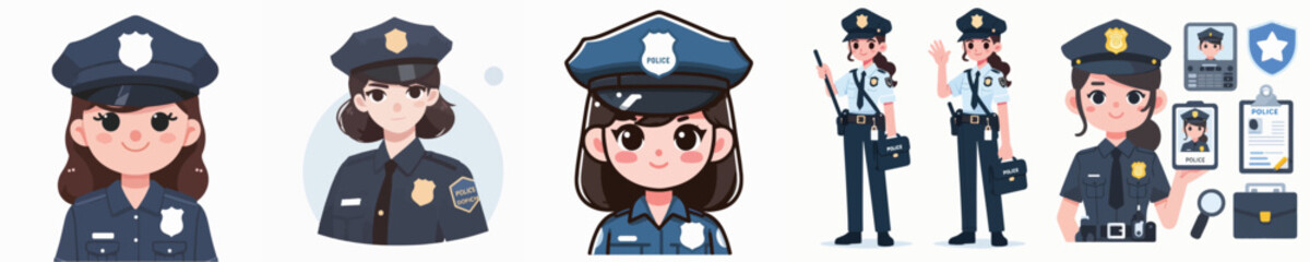 Vector of a female police