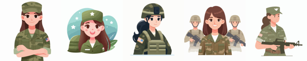 Vector of a female soldier