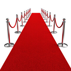 Red carpet at the entrance of the event on a white background
