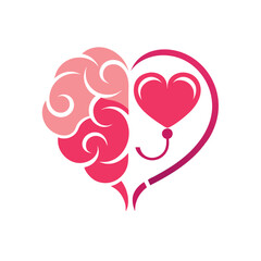        Psychology logo that includes brain and heart vector illustration.


