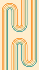 Abstract background of rainbow groovy Wavy Line design in 1970s Hippie Retro style. Vector pattern ready to use for cloth, textile, wrap and other.