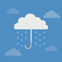 Rainy season illustration with cloud umbrella icon