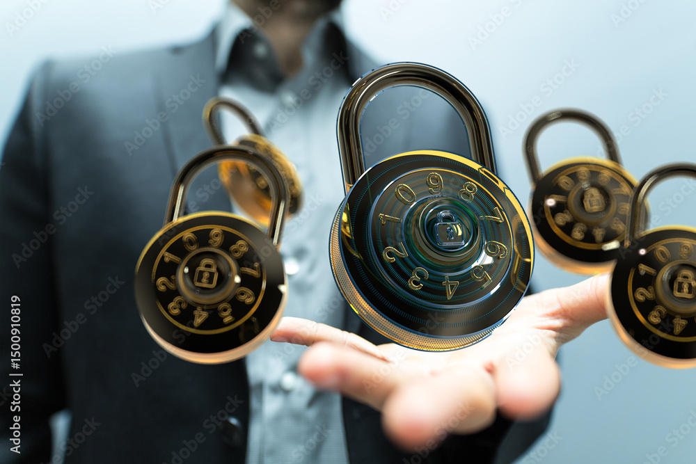 Aufkleber Secure your digital assets.  Explore robust password practices and encryption methods for enhanced data protection.