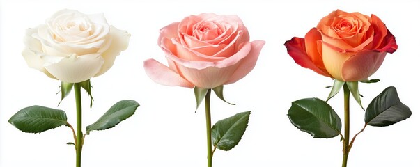 Blooming roses isolated on white background