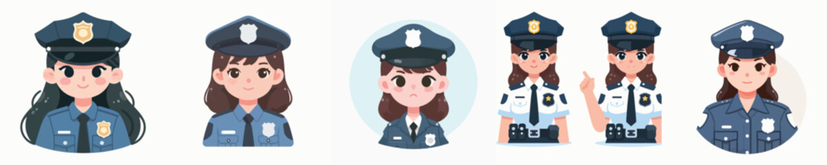 Vector of a female police