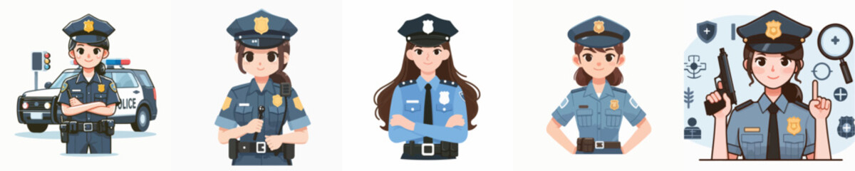 Vector of a female police