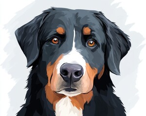 Retrato estilizado de un perro de montaña de Berna