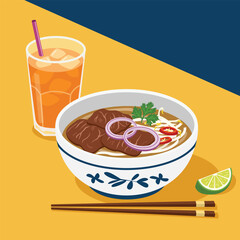 Vietnamese Pho with Iced Tea