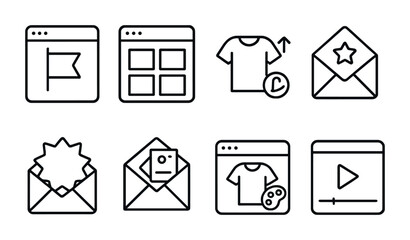 Minimalist icon set for e-commerce and digital communication design projects