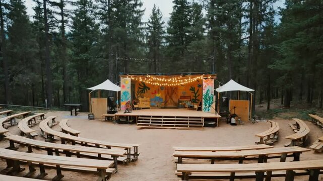Outdoor Amphitheater Concert Venue in a Pine Forest