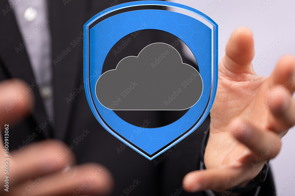 Poster ensuring data safety in the cloud. robust security measures for your peace of mind.