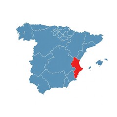 Obraz premium Valencia and Alicante highlight on map of Spain 