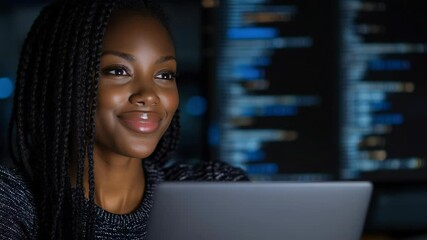 Young programmer engaged in coding project on laptop with dynamic expressions - Powered by Adobe