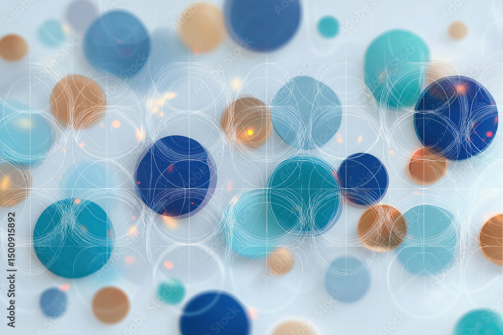 Poster overlapping semi-circles create vibrant geometric pattern