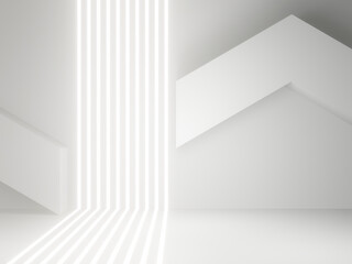 3D White background with white neon lights