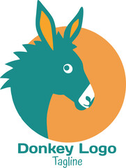 Donkey silhouette illustration logo isolated on a white background - Donkey Logo n Donkey Vector