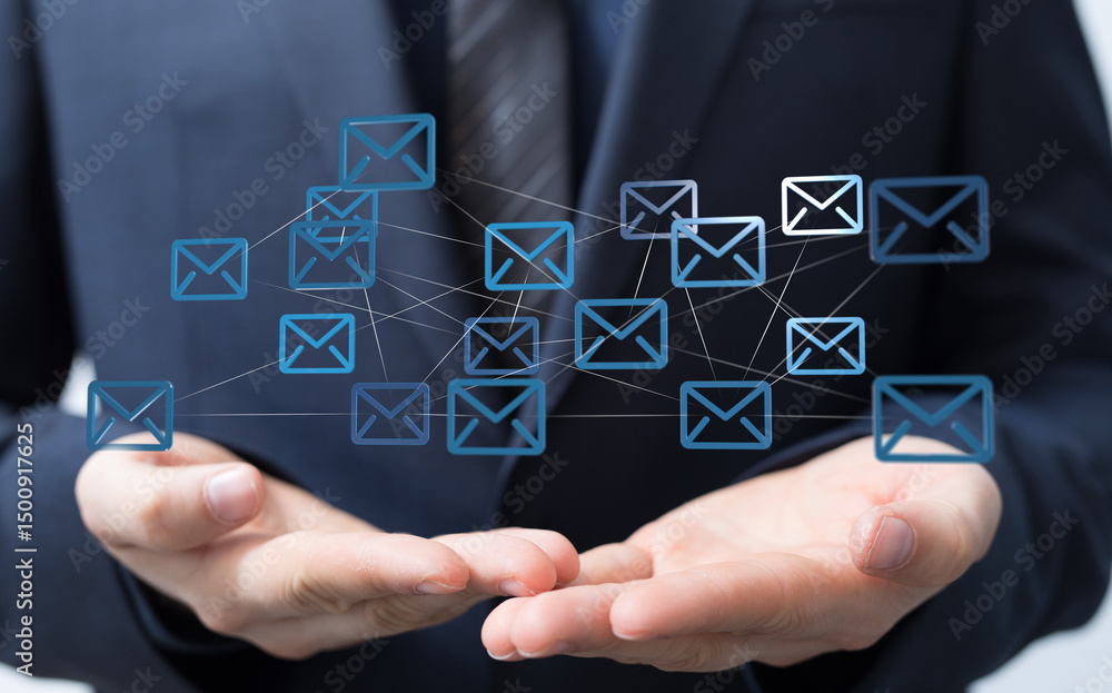 Aufkleber Image of interconnected emails, representing global communication and networking.