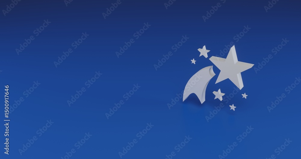 Poster isolated realistic white fireworks symbol with shadow. located on the right side of the scene. 3d il