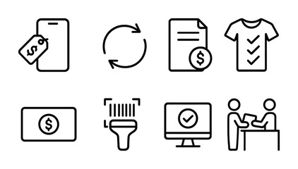 E-commerce icons: shopping, payment, and customer interaction elements