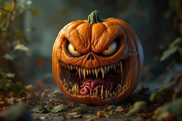 Halloween, citrouille qui fait peur rendu 3D