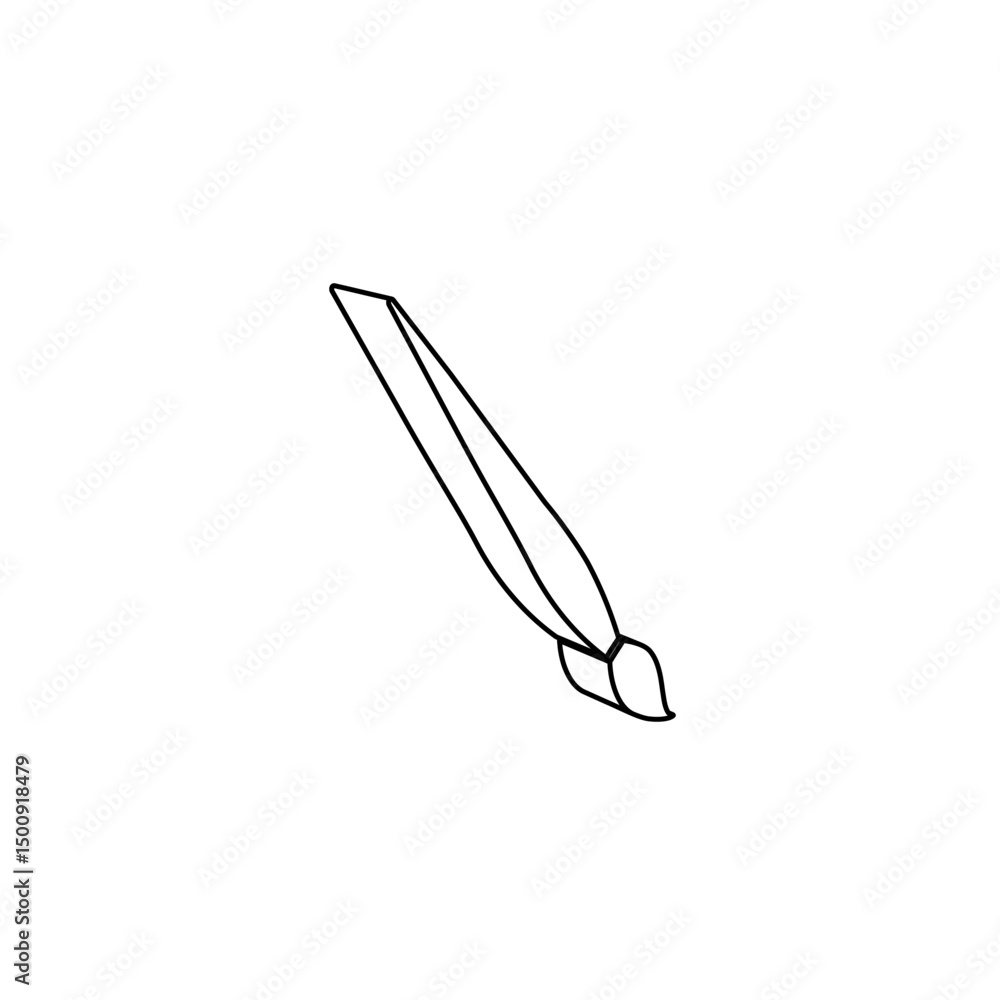 Poster the outline of a large artistic brush symbol is made with black lines. 3d view of the object in pers