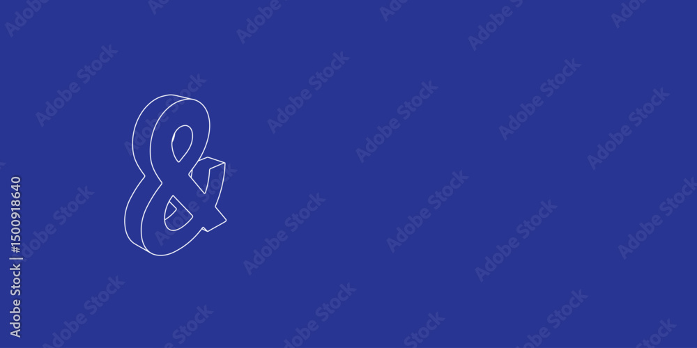 Fototapete the outline of a large ampersand symbol made of white lines on the left. 3d view of the object in pe
