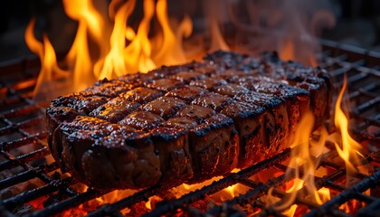 Delicious Steak on a Fiery Grill