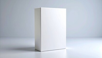 Minimalist white product box concept representing modern packaging design or unbranded retail mockup for ecommerce, branding, or promotional presentation