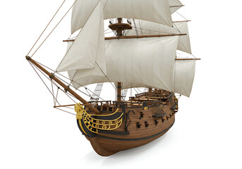 Wooden Ship Model: Sailboat Replica